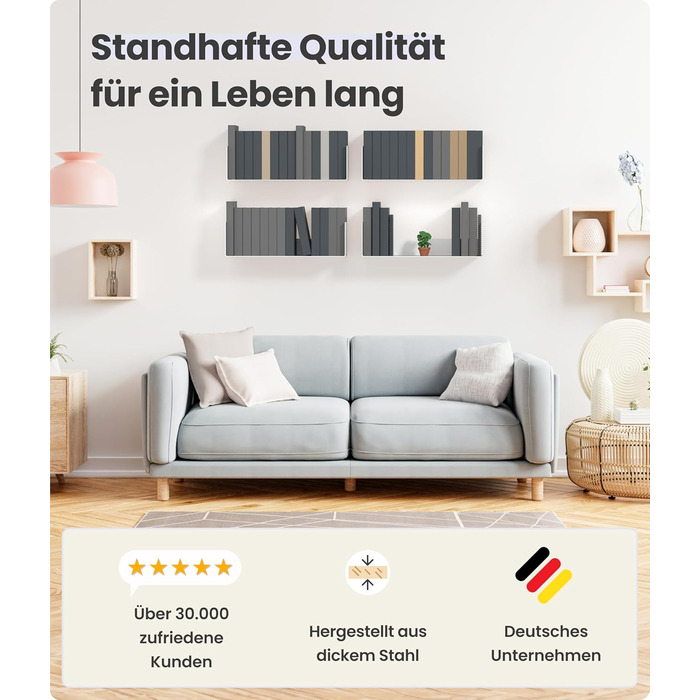 Комплект з 2 шт. - Сучасна біла настінна полиця - 2 x 40 см плаваюча книжкова полиця, біла карнизна рейка