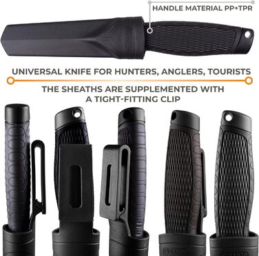 Ніж Ganzo G806-BK з фіксованим лезом, клинок з нержавіючої сталі 8CR14, ергономічна нековзна рукоятка, для кемпінгу, полювання, ри