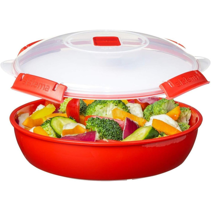 Посуд для мікрохвильової печі Sistema, 1,3 л, червоний, набір з 3 предметів 1118
