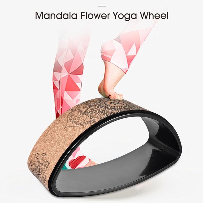 Коркове колесо для йоги для рухів на задньому колесі, прогинів, поз та тренування рівноваги розтягує спину, груди та хребет