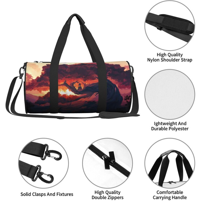 Спортивна сумка, дорожня сумка, сумка для подорожей, з принтом Ялинка, сумка на нічліг, чорна, універсальний розмір