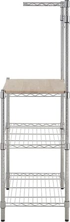Кухонна полиця Storeo Basics 3, пекарська полиця з дерев&39яним столом, хромована, дерев&39яна, 61 см хромована, бежева