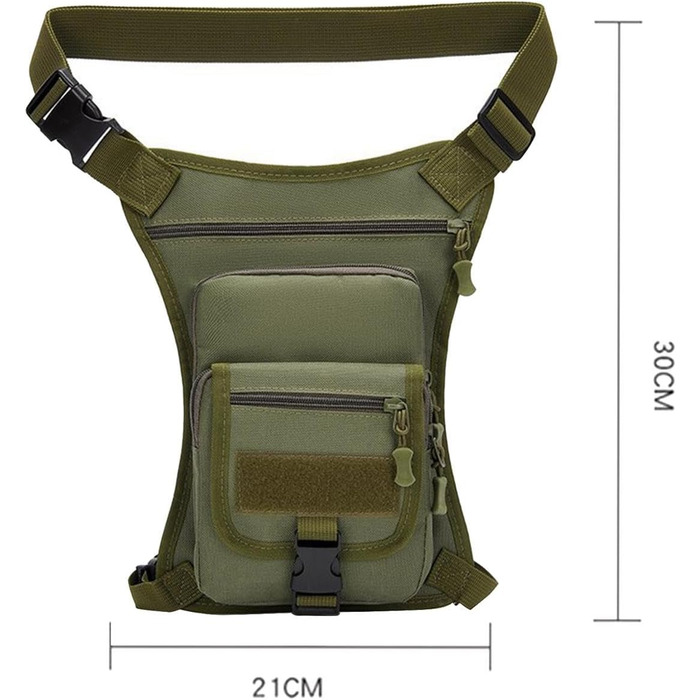 Поясна сумка Fenteer, повсякденна сумка, регульована сумочка, водонепроникна сумка для ніг, сумка для риболовлі для подорожей на природі, для дорослих, суцільно-зелена