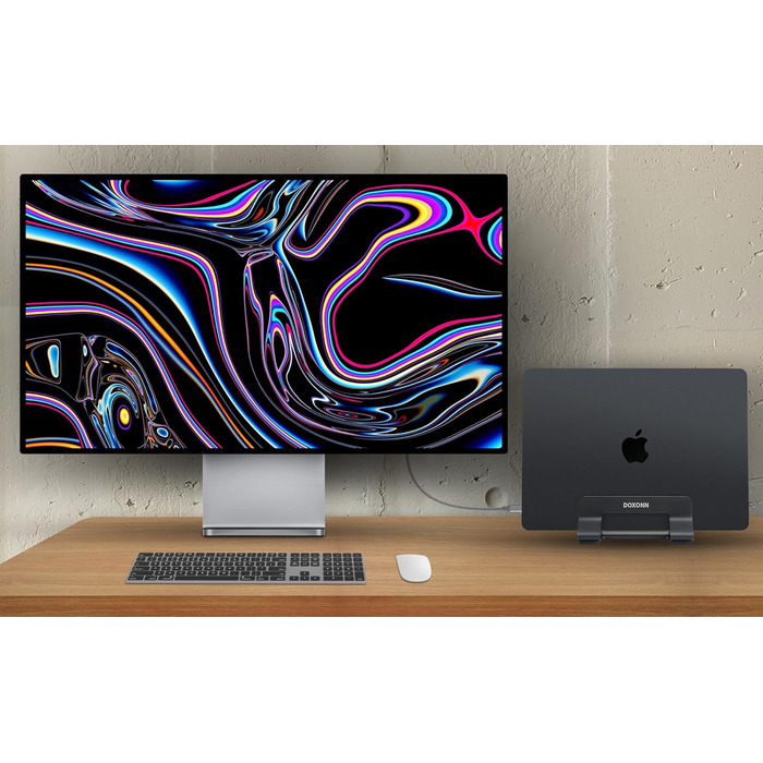 Підставка для ноутбука вертикальна алюмінієва, док-станція, покращена підтримка, регульована ширина слоту 1030 мм, сумісна з усіма моделями MacBook та ноутбуками, версія 2023, 1 слот, колір Нічний чорний