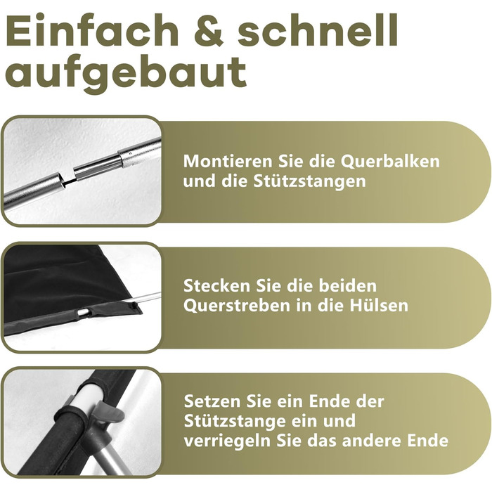 Надлегке складне кемпінгове ліжко для дорослих, портативне похідне ліжко, розкладне ліжко, вантажопідйомність 150 кг, кемпінговий шезлонг для наметів, для піших прогулянок та походів, чорний