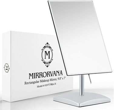 Настільне дзеркало Mirrorvana велике, дзеркало для туалетного столика, косметичне дзеркало/дзеркало для макіяжу, дзеркало для ванної кімнати на стільницю, дзеркало для ванної кімнати без рами, 18 х 25 см (срібло)