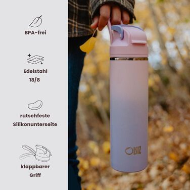 Ізольована пляшка для води OISIZ з нержавіючої сталі 720 мл з кришкою-трубочкою 2-в-1, захисним замком One Click, 100 герметична, зберігає напої холодними протягом 24 годин, вакуумна пляшка для води об&39ємом 24 унції для подорожей та спорту, фіолетовий к