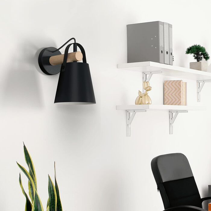 Торшер PANDORE - Торшер з 2 лампочками - 2xE27 40W - H.165 см x L.41 см - IP20 - Метал і дерево - Чорний (Настінний світильник Pandore - e27 40w - H.25 x L.25 см)