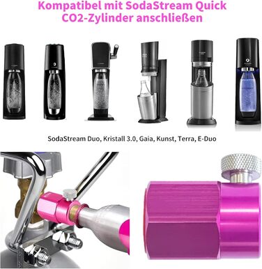 Швидкий адаптер для заправки CO2 SZBYH, швидкий адаптер для балона CO2, сумісний з SodaStream Duo, Terra, Art, Gaia, Crystal 3.0, E-Duo, компактний адаптер для передачі циліндрів CO2 для підключення пляшки W21.8-14