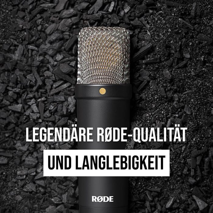 Конденсаторний мікрофон з великою діафрагмою RØDE NT1 Signature Series (з шокмаунтом, поп-фільтром та XLR-кабелем) для музичного виробництва, вокалу, стрімінгу та подкастингу, чорний