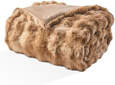 Пухнаста ковдра EMME, пухнаста товста ковдра з кроликом, пухнастий плед для дивана, флісова ковдра, пухнаста ковдра для вітальні, двоспальний диван, сіро-коричневий, 1-тай-дай