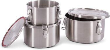 Набір харчових контейнерів Tatonka Stack (3 шт.) - Харчові контейнери з нержавіючої сталі різних розмірів - Штабелюються - З кришками та застібками-кліпсами - Нетоксичні та придатні для миття в посудомийній машині M (600 мл / 1000 мл / 1000 мл) Срібний (4