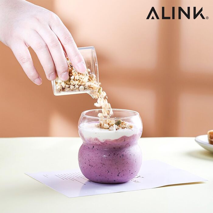 Набір склянок для пиття ALINK Bubble Glass з 4 склянок для пиття, ребристі склянки 380 мл, скло хвилі, келихи для латте макіато, с