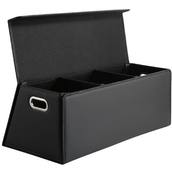 Органайзер для багажника Fyzeoty просторий органайзер для позашляховика, шкіряна коробка для зберігання речей, з магнітною кришкою, складаний та регульований, трапецієподібної форми, чорний