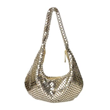 Жіноча сумка на вечірку, клатч з металевими паєтками, золота однотонна сумочка на ланцюжку