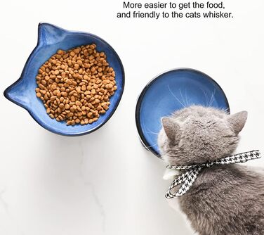 Набір мисок Nihow Raised Cat Dog керамічні миски для їжі та води 15,7 см для захисту хребта домашніх тварин, аксесуари для годування та водопій для котів та маленьких собак, елегантний синій та