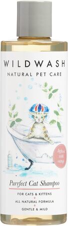 Шампунь для котів WildWash Purrfect з додаванням котячої м&39яти, 250 мл, робить купання приємним, додає блиску та яскравості тьмяному волоссю, натуральний, без сульфатів та парабенів для чутливої шкіри