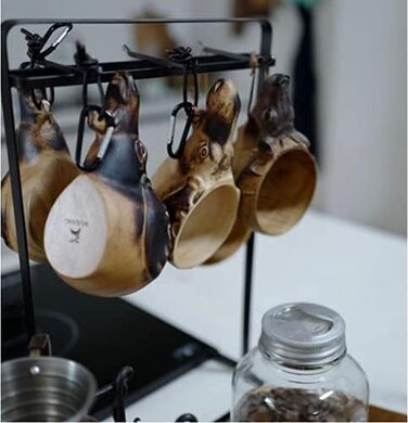 Дерев&39яна чашка MUGUOY Kuksa ручної роботи - чашка із зображенням голови тварини Kuksa Guksi, дерев&39яна чашка kuksa для мандрівників та кемпінгу в буші, гарний подарунок для любителів природи. (Лис*1)