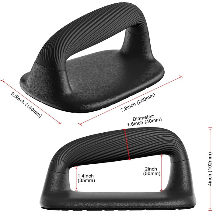 Ручки для віджимань Kipika, перекладина для віджимань з м&39якого пластику, протиковзка підкладка знизу, силове обладнання для тренування м&39язів, комплект з 2 шт. чорного кольору