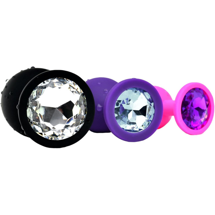 Набір анальних пробок Belmalia, силікон, 3 розміри, Ø30/35/45 мм, рожевий/фіолетовий/чорний