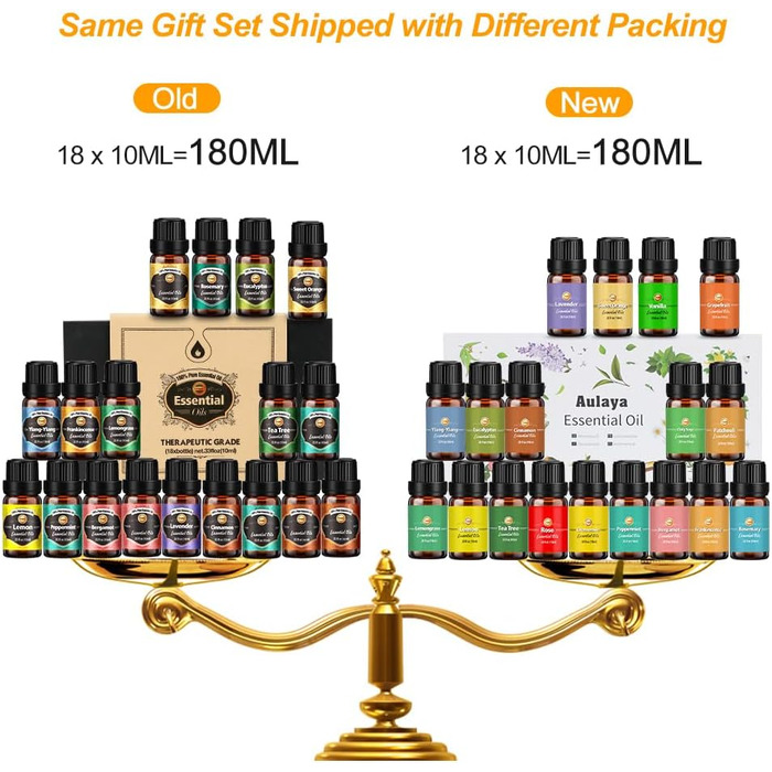 Набір ефірних олій 18 x 10 мл, чайне дерево, лаванда, евкаліпт, ладан, лемонграс, розмарин, апельсин, м&39ята, лимон, бергамот, іланг-іланг, грейпфрут, ромашка, троянда, ваніль, пачулі, шавлія