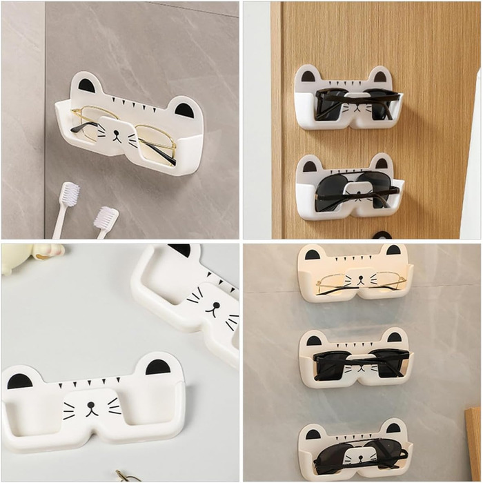 Тримач для сонцезахисних окулярів Tofficu, настінний, у формі кота, органайзер для окулярів, пластик, білий, компактний, для дому та офісу