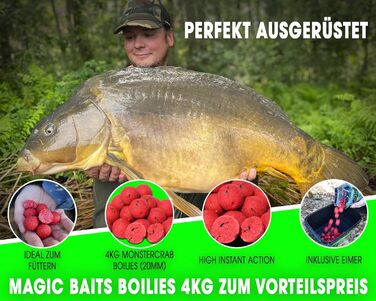 Бойли Angel-Berger Magic Baits у відрі 4 кг, всі види кормових бойлів, бойли для коропа, набір бойлів, приманка для коропа, Monster Crab