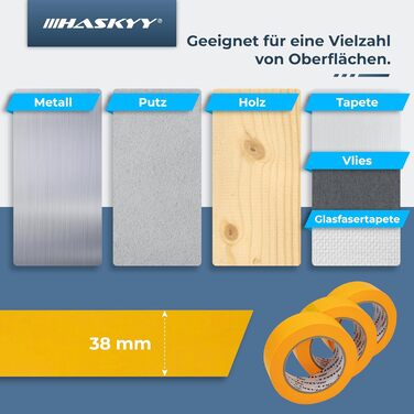 Малярська стрічка HASKYY Goldband 10 шт. малярська стрічка 38 мм x 50 м професійна малярська стрічка малярська стрічка клейка стрічка васі-стрічка золота паперова стрічка самоклейка