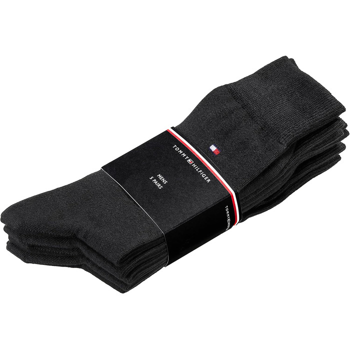 Чоловічі шкарпетки Tommy Hilfiger, 5 пар, класичні повсякденні бізнес-шкарпетки, розмір 43-46, чорні