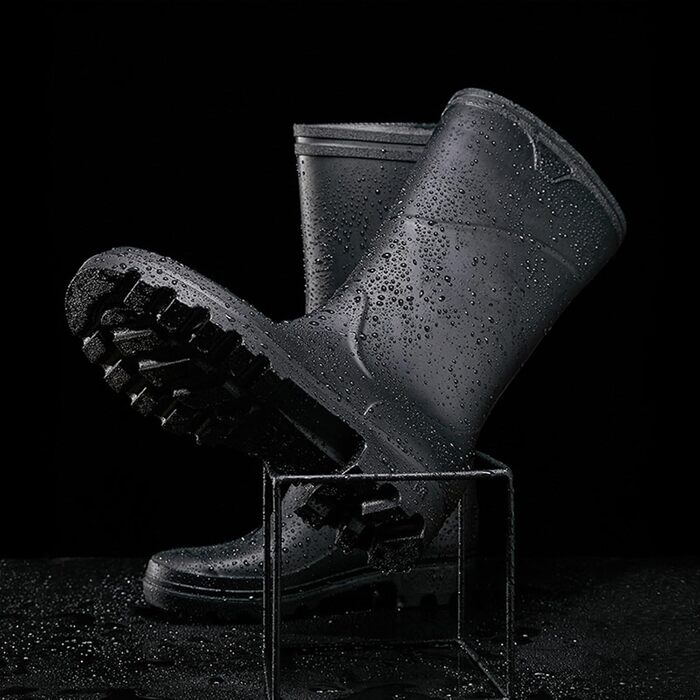 Чоловічі гумові чоботи, гумові чоботи до коліна, вейдерси для активного відпочинку, товсті чоботи до середини ікри для походів, гумові чоботи, до середини ікри, чорні, розмір 42 EU