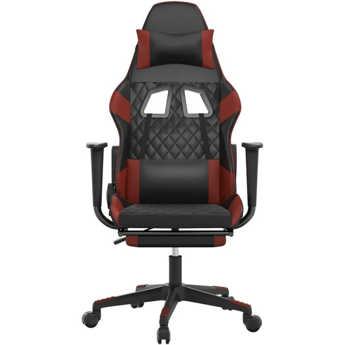 Геймерське крісло з підставкою для ніг, ергономічне, зі штучної шкіри, поворотне, регульоване, для комп&39ютера, домашнє використання, чорне, бордове