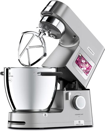 Кухонний комбайн Kenwood Cooking Chef XL KCL95.004SI з функцією приготування та вбудованою шкалою, чаша з нержавіючої сталі 6,7 л, 1500 Вт, в т.ч. набір кондитерських виробів з 5 предметів, срібло