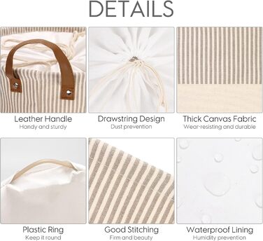 Брезентовий кошик для білизни Sea Team Stripe Pattern Брезентовий тканинний кошик для білизни, що складається, з ручками зі шкіри