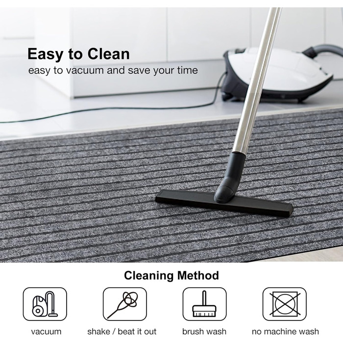 Доріжка з гумовою основою, нековзна, для внутрішнього та зовнішнього використання, для коридорів, нестандартні розміри, для вхідних зон, балконів, патіо, кухонь, гаражів, сходів, пралень