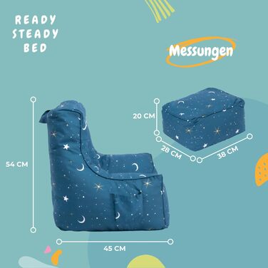 Дитяче крісло-мішок Ready Steady Bed з підставкою для ніг м'яке та безпечне сидіння для ігор вашої дитини ергономічне крісло для м