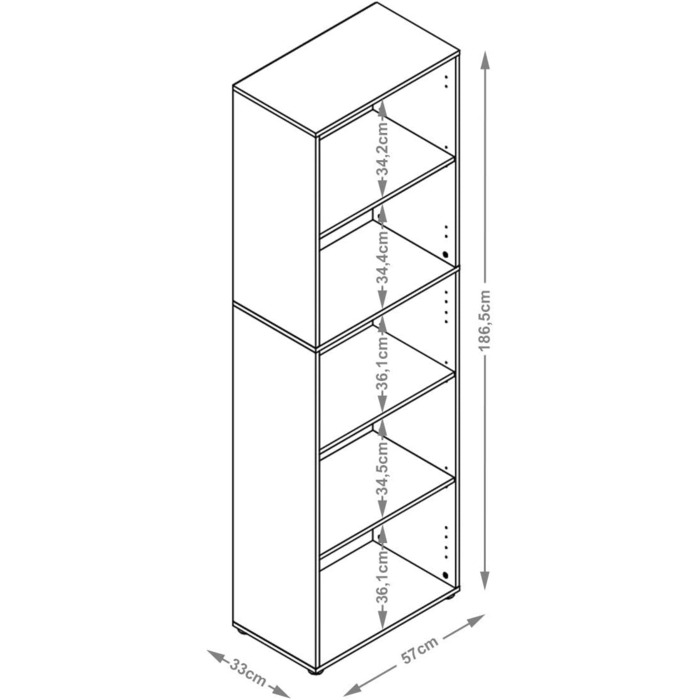 Полиця mbelando, книжкова шафа, окремостояча полиця, дерев&39яна полиця, бічна полиця, офісна полиця Trio 5&39 White White 5 відділень