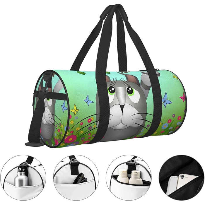 Спортивна сумка Кіт, що дивиться на пташку, для фітнесу, подорожей та багажу, велика дорожня сумка, сумка на нічліг та на вихідні для чоловіків та жінок