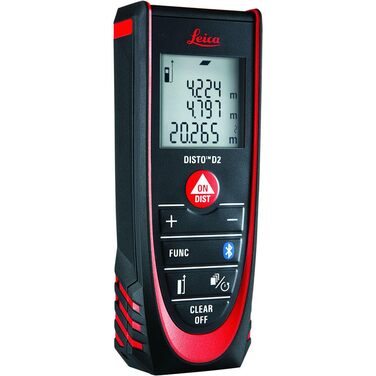 Лазерний далекомір Leica DISTO D2 (2-ге покоління) з Bluetooth вимірювання відстані, площі та об'єму, автоматичне розпізнавання кінцевих точок, червоний промінь