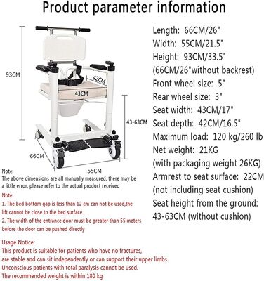 Самообслуговувана машина для перенесення пацієнтів з м'яким сидінням і сидінням для унітазу, сидіння для душу для дорослих з обмеженими можливостями, портативне складне крісло для душу
