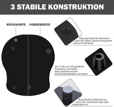 Для розсувної дошки Thermomix TM6 TM5 Acrylic - Швидкорухома ролінгова дошка для кухонного комбайна Thermomix Vorwerk TM 6 Аксесуари Pad Board (глянцевий чорний)