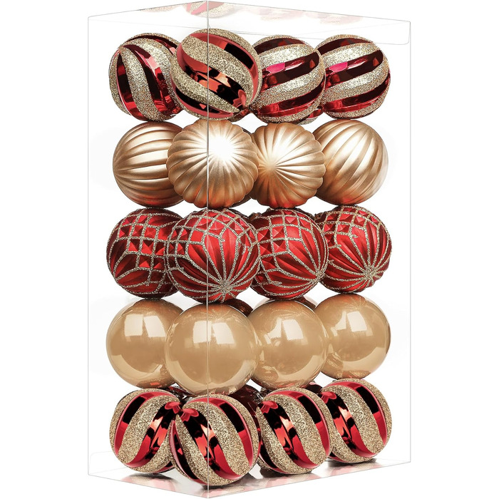 Різдвяні кулі 30 шт для ялинки червоні та золоті SHareconn