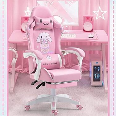 Офісний стілець для гонок зі штучної шкіри з високою спинкою, регульованою спинкою та підставкою для ніг. Ергономічний дизайн для офісу, спальні, комп&39ютера та ігор. Рожевий колір, підходить для професійних геймерів. FANDIAO White Одна сторона