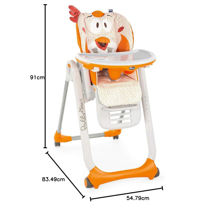 Дитячий стільчик для годування від народження до 3 років (15 кг), регульований стільчик з 4 колесами, функцією нахилу та компактни