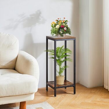 Підставка для квітів IBUYKE на 2 рівні, дерев&39яна підставка для рослин висотою 76 см, сучасна квадратна підставка для квіткових горщиків, драбина для декору вітальні, балкону, сільського коричневого кольору TMJ071H, сільського коричневого кольору, прямо