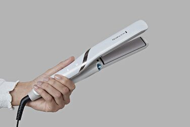 Випрямляч для волосся Remington Hydraluxe Pro S9001 (технологія зволоження Hydracare для захисту від перегріву, керамічне покриття, що утримує вологу), білий