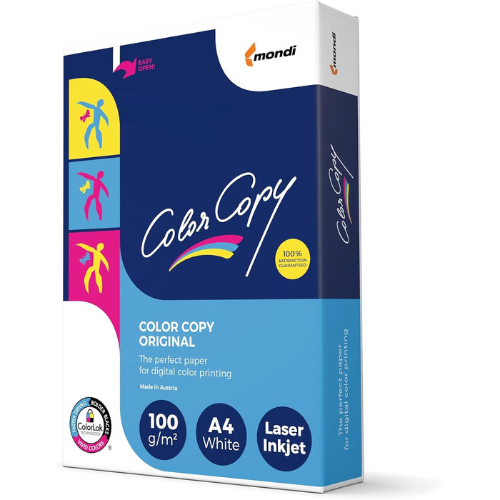 Кольоровий папір для лазерного копіювання, некрейдований, 100 г/м, A4, картонна упаковка 5 x 500 аркушів, 12320, A4 210 x 297 мм, 100 г, білий