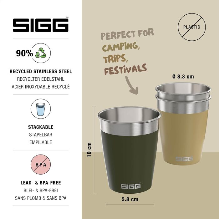 Набір дорожніх чашок - 3 дорожні чашки об&39ємом 0,35 л - можна мити в посудомийній машині, можна складати один на один та багаторазово використовувати - без бісфенолу А - міцна нержавіюча сталь - ідеально підходить для кемпінгу та використання на природі