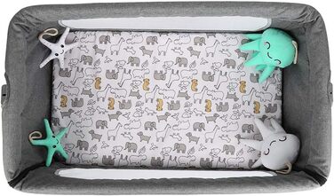 Дитяче ліжко Codododo з матрацом та москітною сіткою, ліжко 2-в-1 для дітей від 1 до 36 місяців, складне, 2-в-1, мобільна дитяча колиска, приліжкове ліжечко (92 x 58 x 70-90 см (Сірий)) 92 x 58 x 70-90 см, Білосніжний