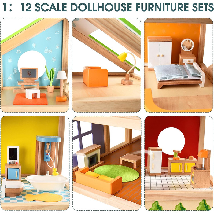 Дерев&39яний ляльковий будиночок Hape Four Seasons Нагороджений триповерховий ляльковий будиночок з меблями, аксесуарами, розсувними сходами та двостороннім дахом для кожної пори року. Будиночок Four Seasons (мебльований)