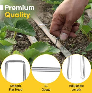 Дюймові садові ландшафтні скоби 20 шт. оцинковані SOD-штирі для газону для тканини проти бур&39янів, ґрунтопокривних, утримуючих огорож та штучного газону, 6-